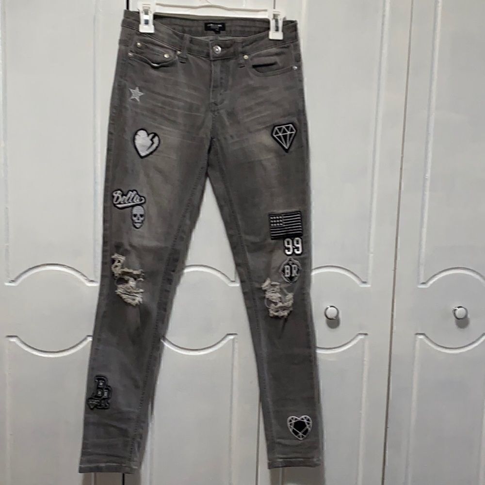 La Belle Roc Skinny Distressed Patched Jeans 5/6